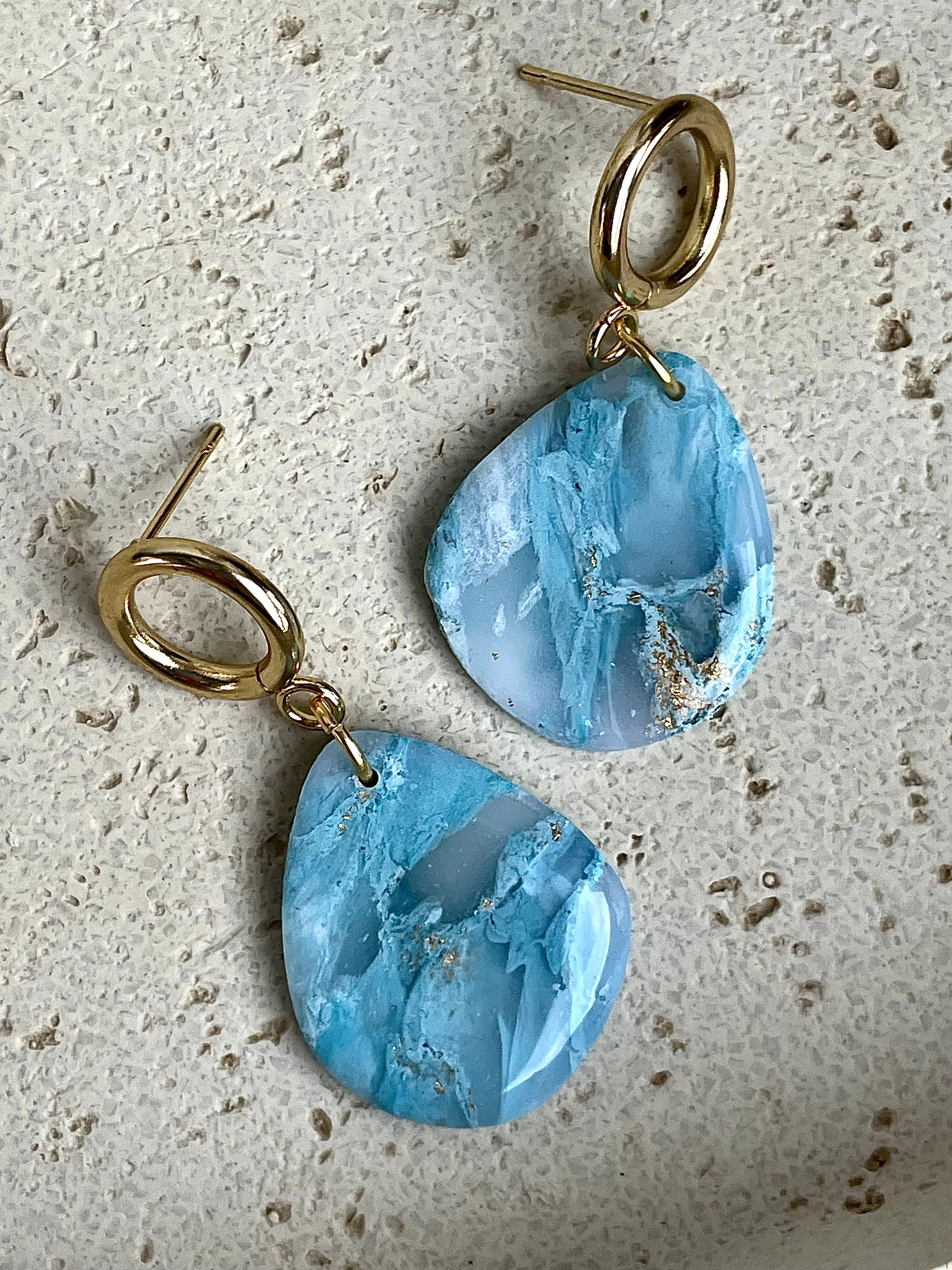 Glossy minimalistic Aqua earrings