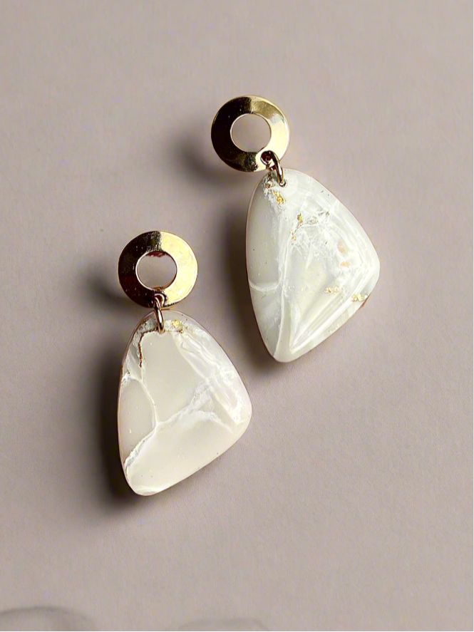 Glossy minimalistic marble dangle earrings