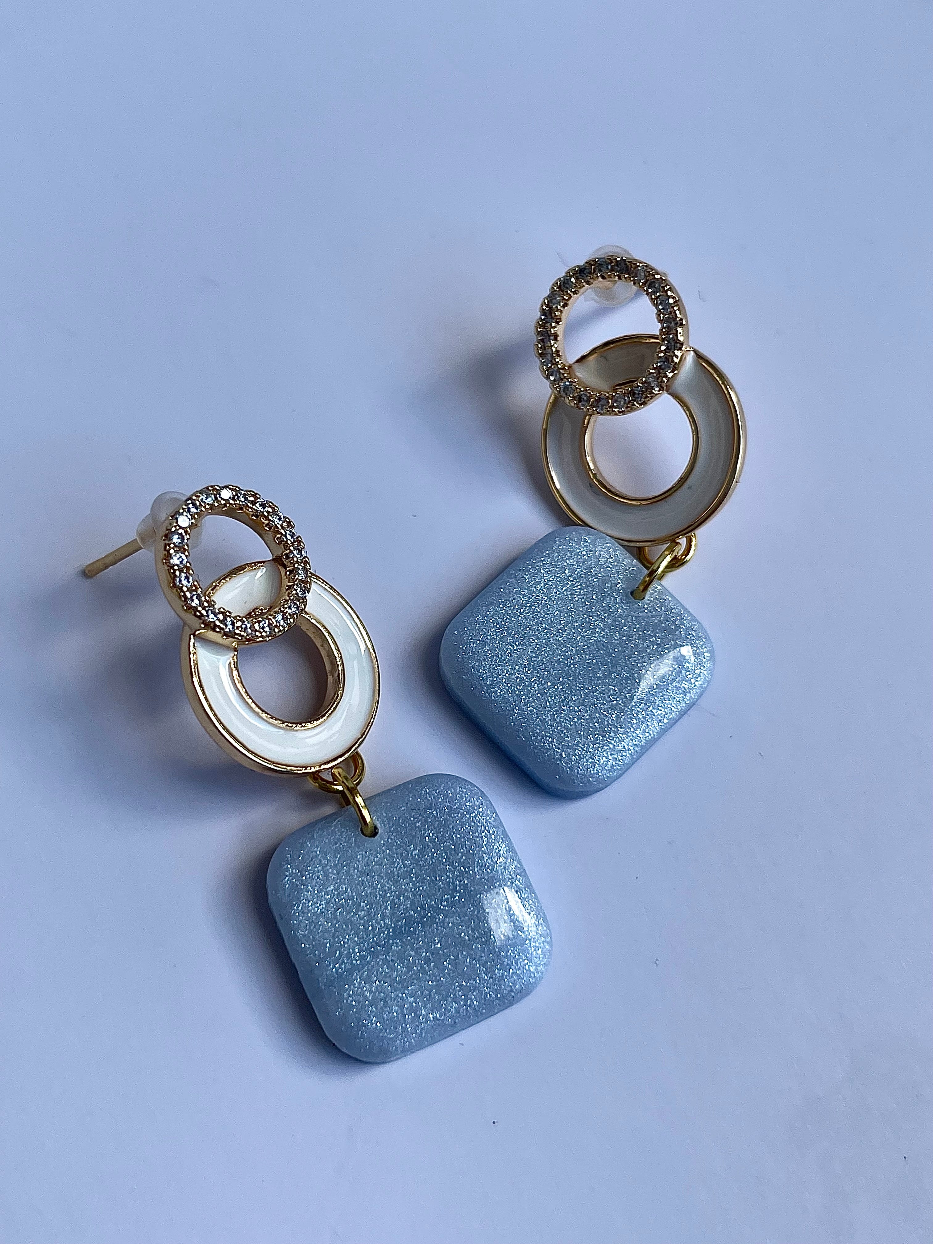 Glossy minimalistic square earrings Sophie