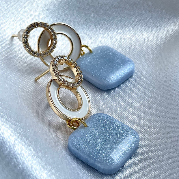 Glossy minimalistic square earrings Sophie