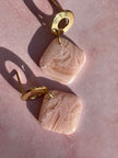 Gloss minimalistic rose square earrings
