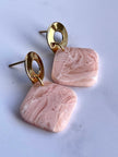 Gloss minimalistic rose square earrings