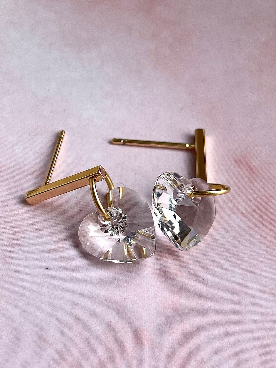 Crystal hearts earrings