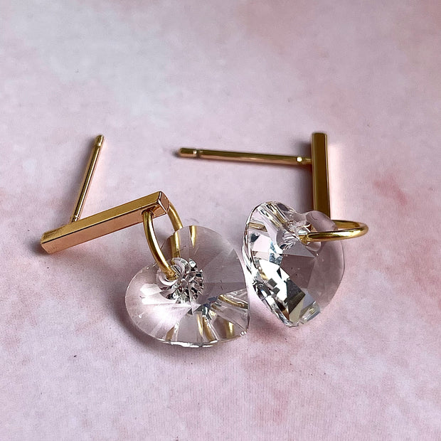 Crystal hearts earrings