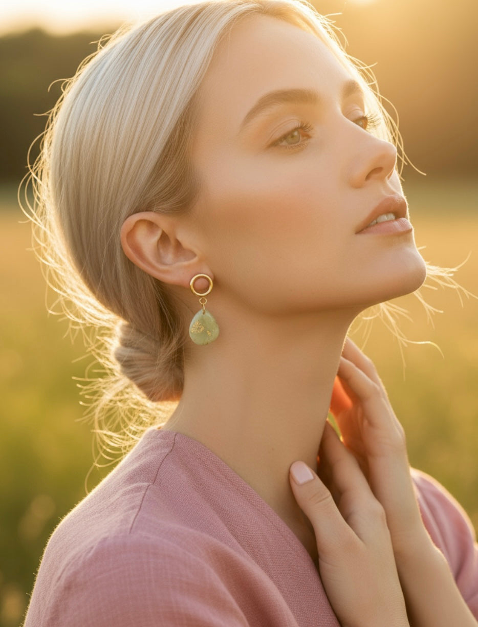 Olive teardrop earrings