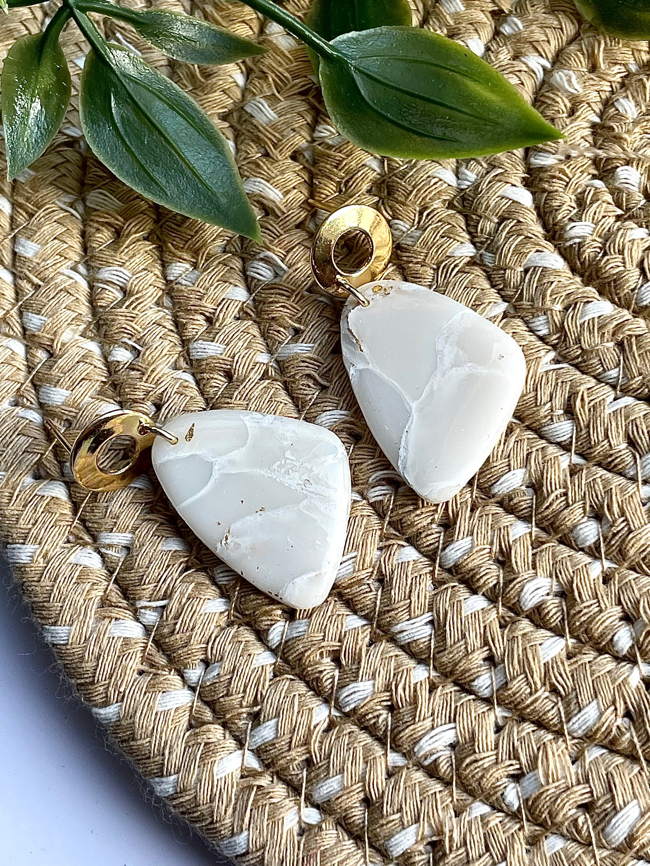 Glossy minimalistic marble dangle earrings