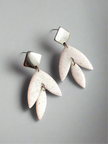 Matt textured leaf earrings with black speckles
