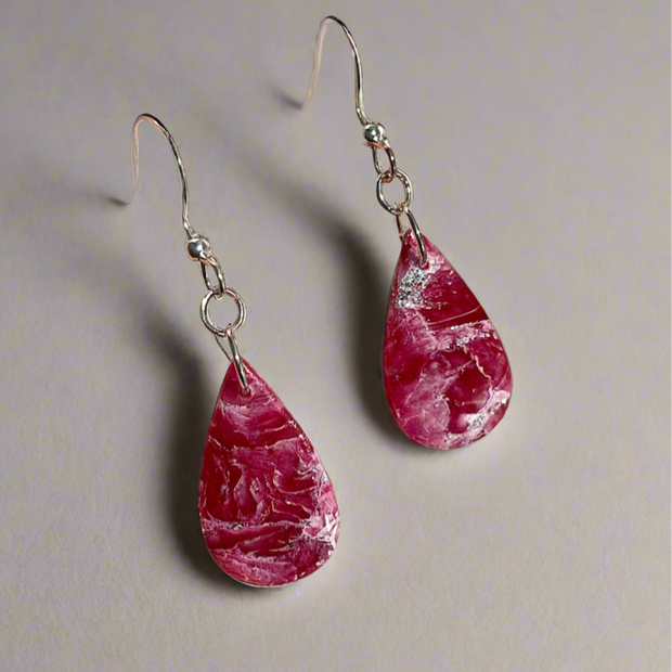 Glossy minimalistic cherry teardrop earrings