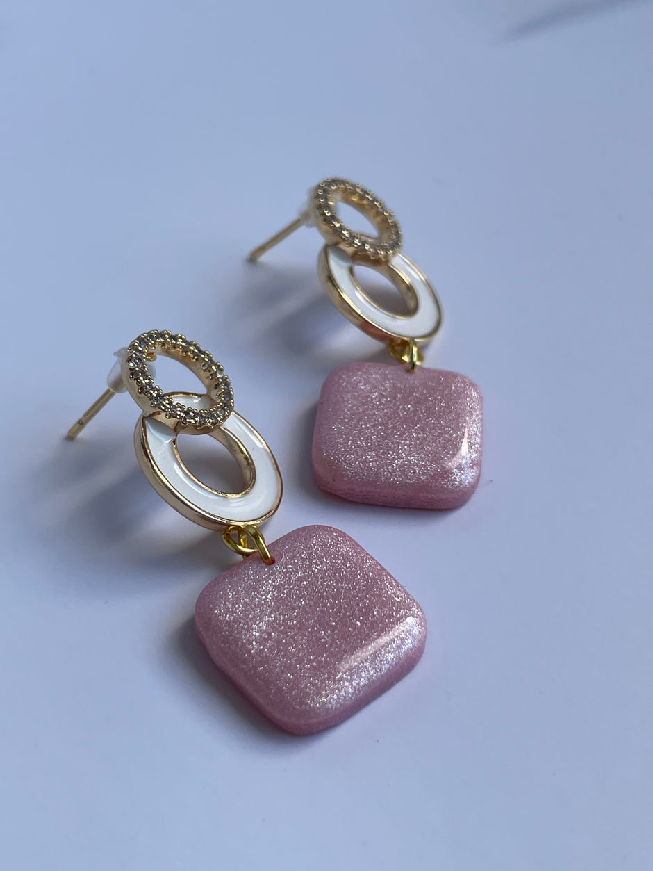 Glossy minimalistic square earrings Sophie