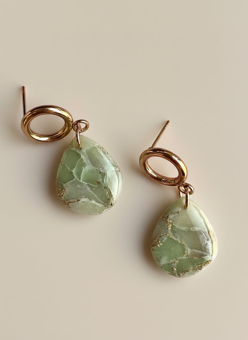 Olive teardrop earrings
