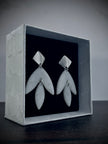 Matt textured leaf earrings with black speckles