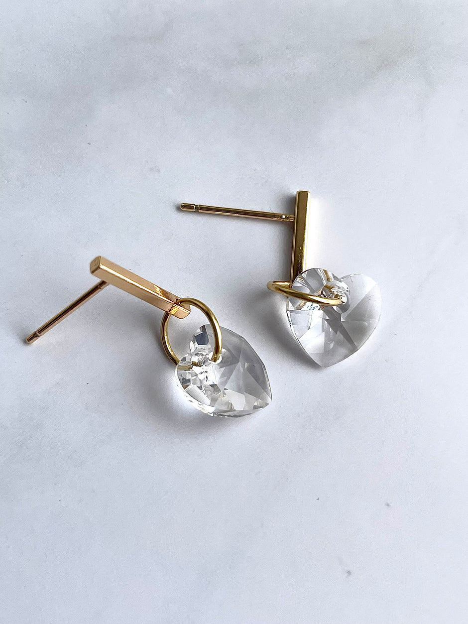 Crystal hearts earrings
