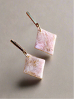 Glossy minimalistic rhombus pink marble earrings