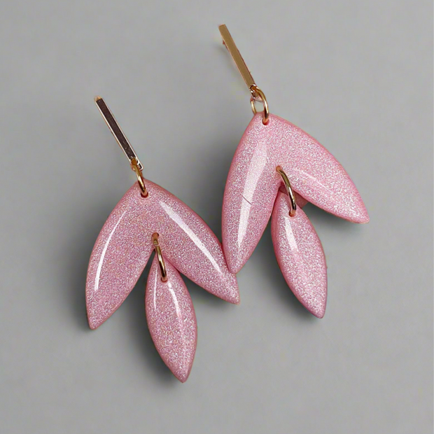 Glossy luxe leaf dangle earrings