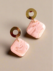 Gloss minimalistic rose square earrings