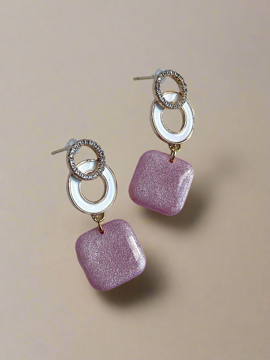 Glossy minimalistic square earrings Sophie