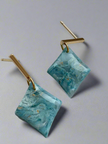 Glossy minimalistic rhombus earrings Aqua