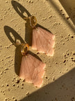 Pink Marble leaf earrings