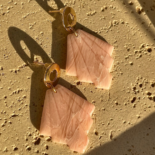 Pink Marble leaf earrings
