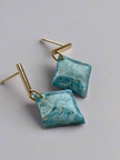 Glossy minimalistic rhombus earrings Aqua