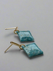 Glossy minimalistic rhombus earrings Aqua