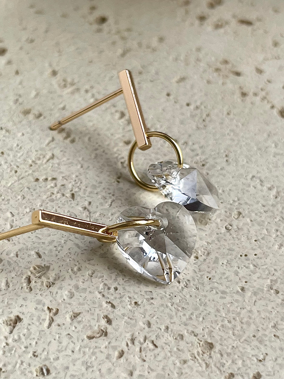 Crystal hearts earrings