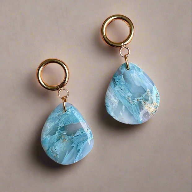 Glossy minimalistic Aqua earrings