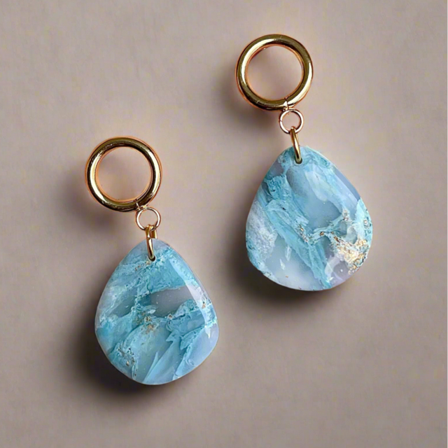 Glossy minimalistic Aqua earrings