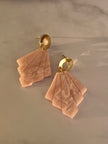 Pink Marble leaf earrings