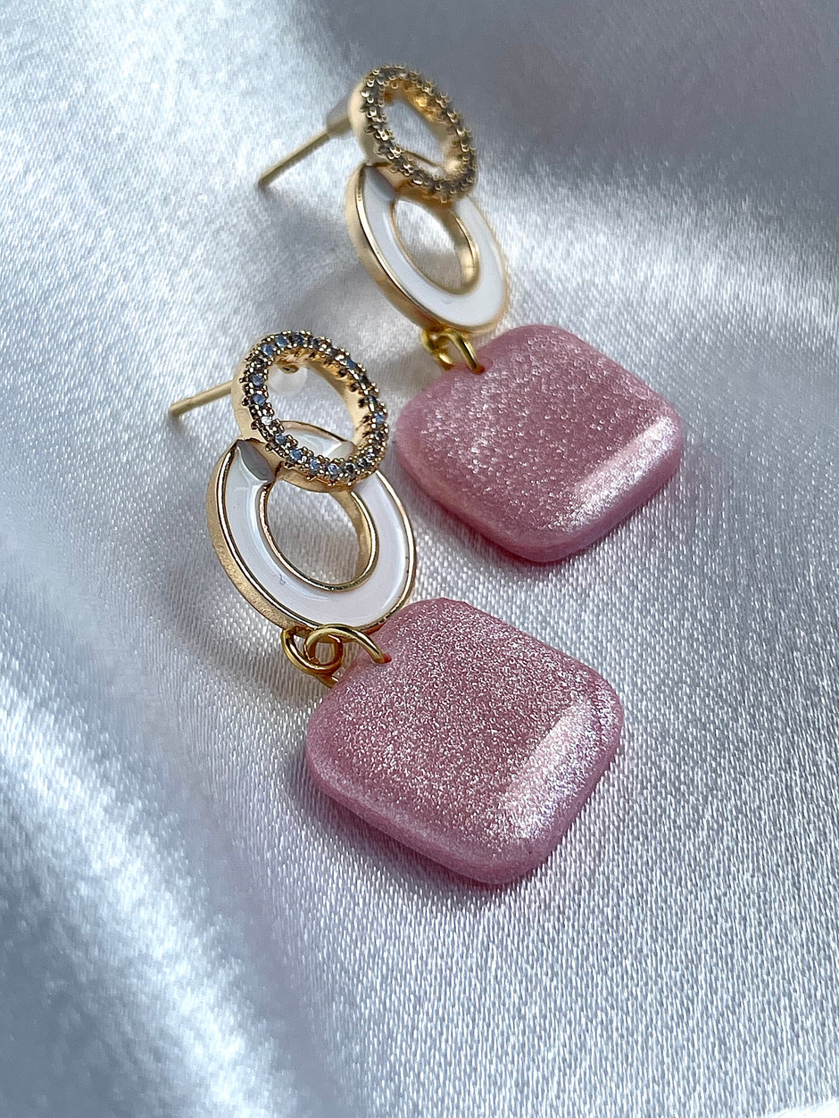 Glossy minimalistic square earrings Sophie