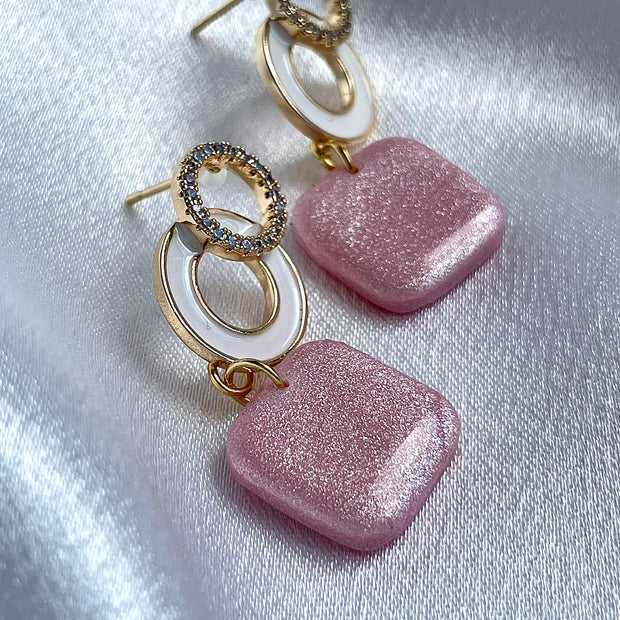 Glossy minimalistic square earrings Sophie