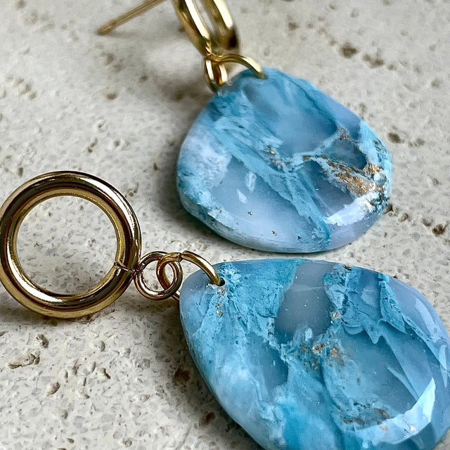 Glossy minimalistic Aqua earrings