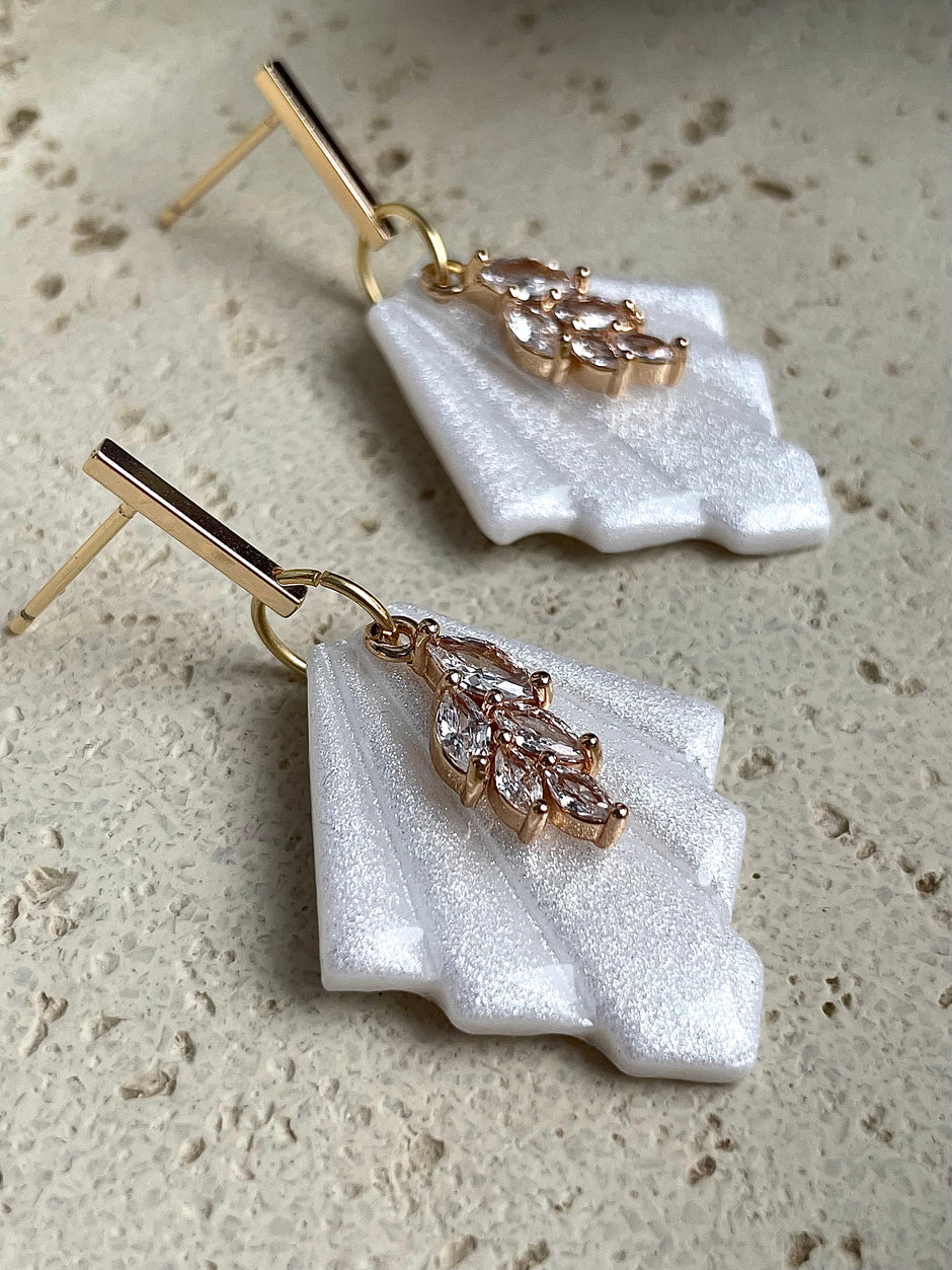Shimmery bridal fan earrings
