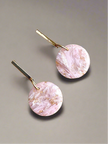 Glossy minimalistic round pink marble earrings
