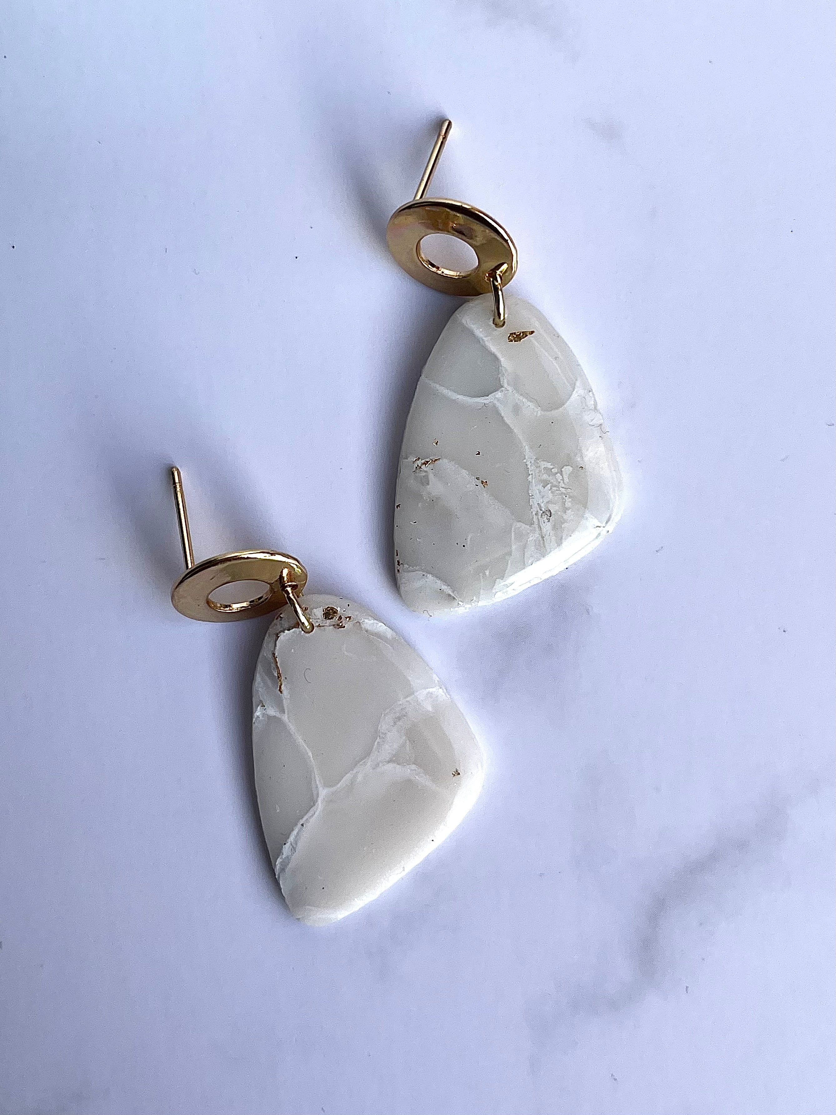 Glossy minimalistic marble dangle earrings