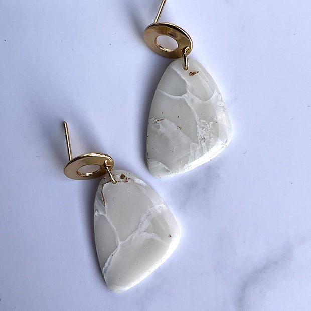 Glossy minimalistic marble dangle earrings