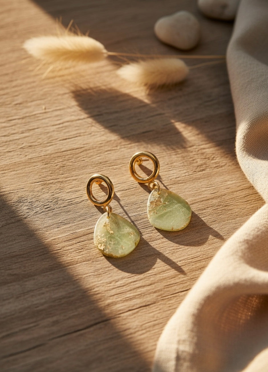 Olive teardrop earrings