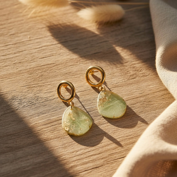 Olive teardrop earrings
