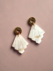 Glossy minimalistic marble fan earrings