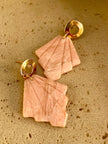 Pink Marble leaf earrings