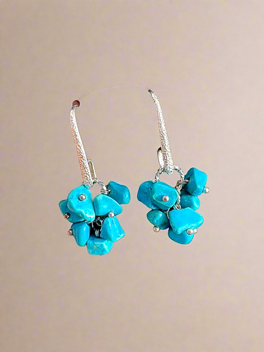 Handmade Turquoise Stone Cluster Earrings