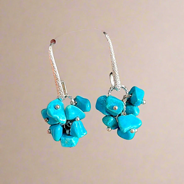 Handmade Turquoise Stone Cluster Earrings