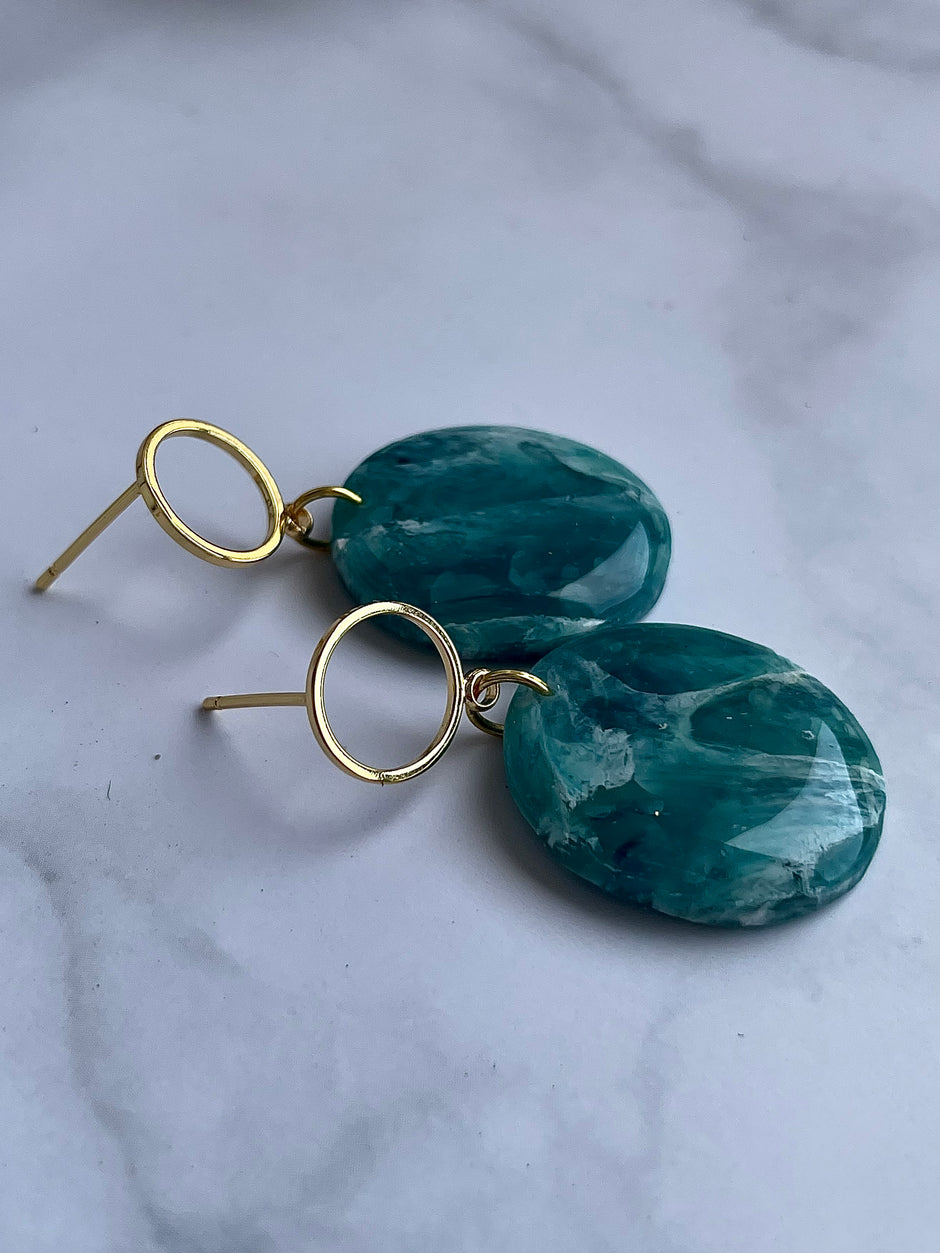 Glossy oval earrings Ocean