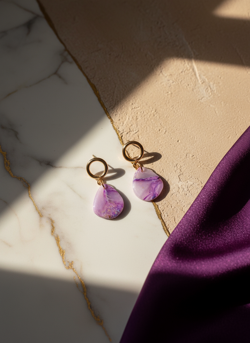 Amethyst Dream Earrings with Sunlight Banner