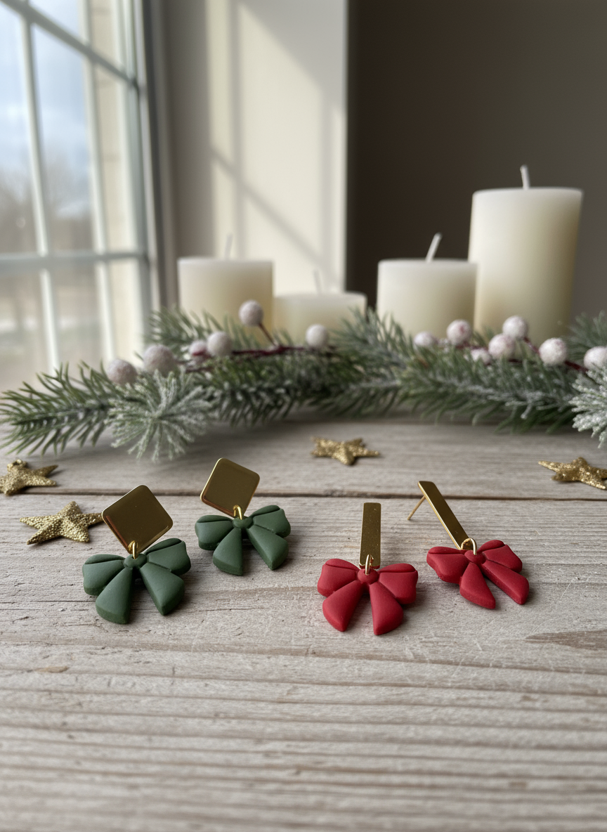 Christmas Earrings with Professional Background