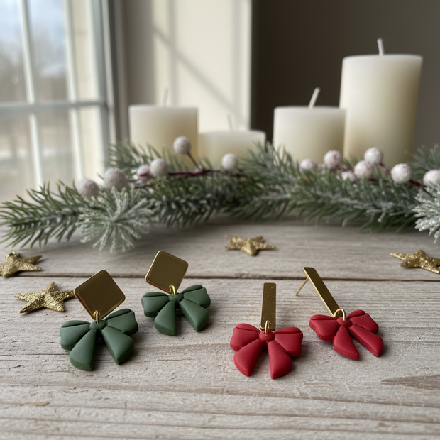 Christmas Earrings with Professional Background