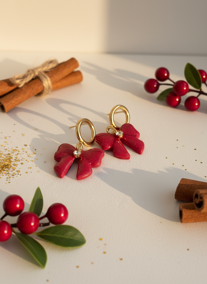 Christmas earrings with winter elements