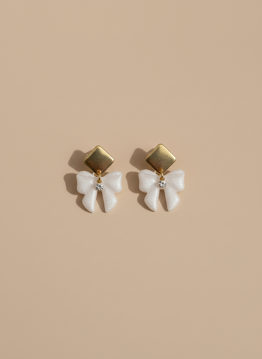 Earrings on neutral background