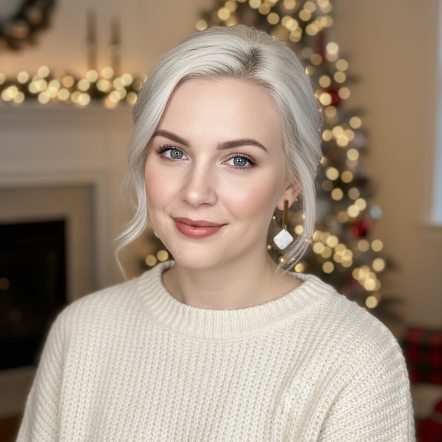 Model wearing earrings - Winter Christmas