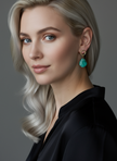 Professional Fashion Magazine Photoshoot - Emerald Dream Earrings with Direct Gaze